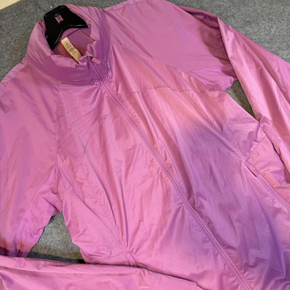 Lululemon Goal Smasher Jacket Womens 12 Pink Windbreaker Full Zip Magenta Hooded